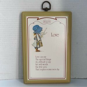 Vintage 1976 HOLLY HOBBIE wooden wall plaque on LOVE